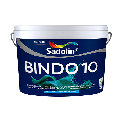 Краска моющаяся белая матовая для стен и потолков Sadolin Bindo 10, 10 л, белый фото