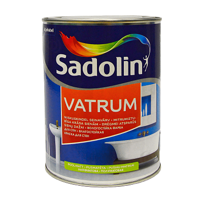 Фарба акрилова для стін та стелі вологостійка Sadolin Vatrum, 1 л, білий фото