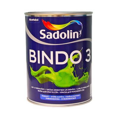 Краска для стен и потолков Sadolin Bindo 3, 1 л, белый фото