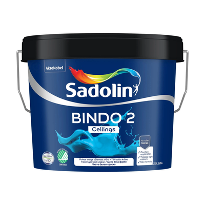 Краска эмульсионная Sadolin Bindo 2, 2,5 л, ярко-белая, глубокоматовый, BW фото