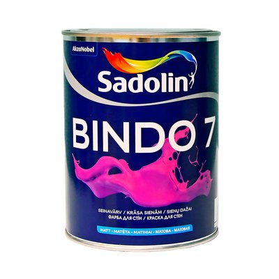 Краска матовая для стен и потолков Sadolin Bindo 7, 1 л, белый фото