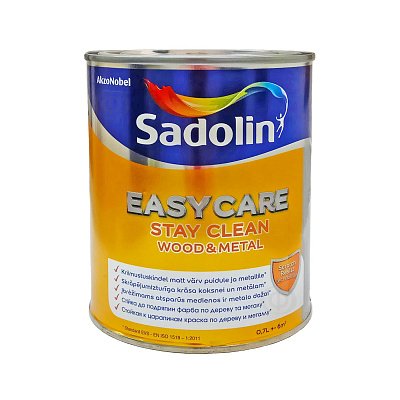 Краска акриловая для стен и потолка влагостойкая Sadolin EasyCare Wood&Metal, 0,7 л, белый фото