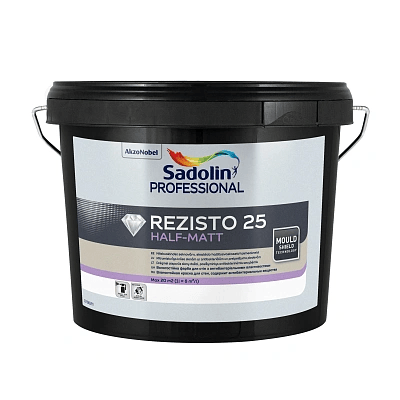 Акриловая краска Sadolin Professional Rezisto 25 для стен, влагостойкая, 2.5 л, белая, BW фото